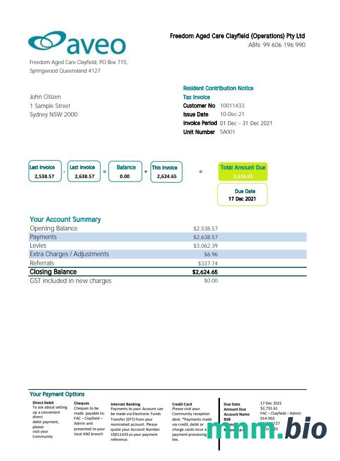 Australia ANZ dowód adresu wyciąg bankowy template1